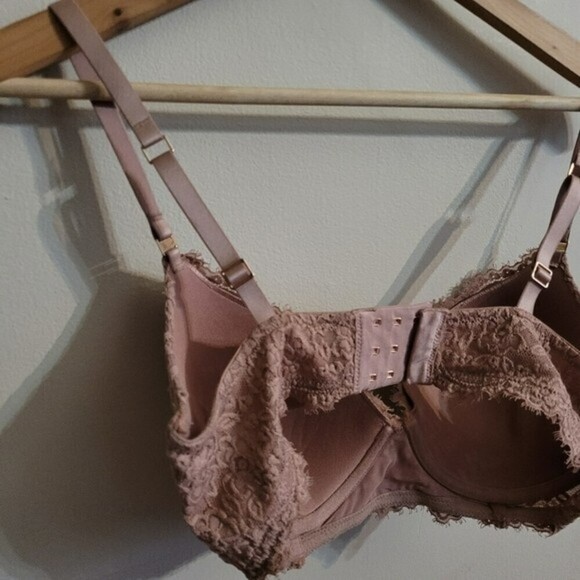 Aerie Women's Real Power Plunge Lace Bra Padded Mauve Pink Size 32DD - Picture 6 of 10
